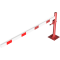 Swing barrier | with pull rope reinforcement | to be fixed by plugs, hot-dip galvanized and red coated with white reflecting rings | Barrier arm length: 2500 mm | with triangular lock